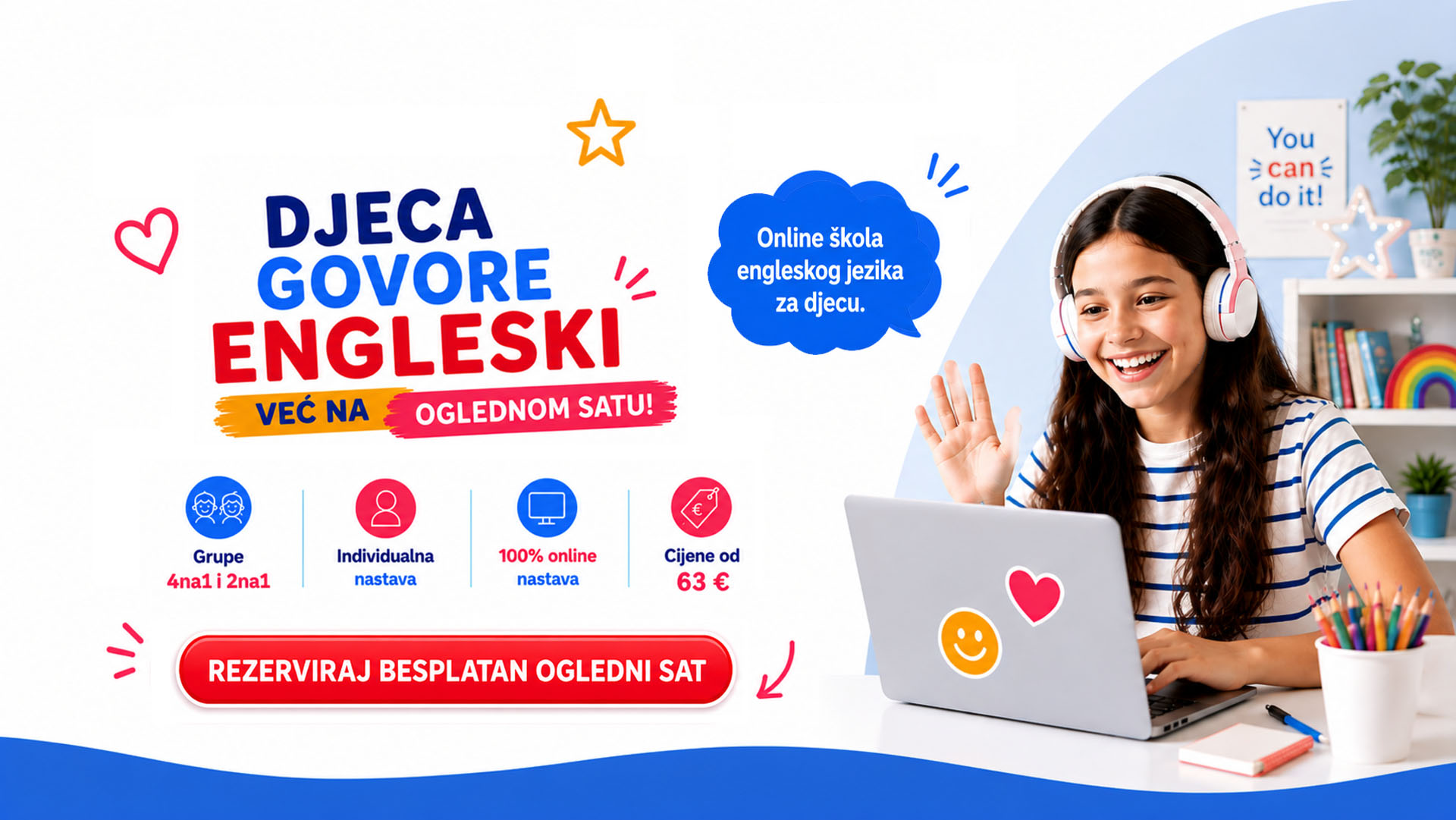 Djeca govore engleski već na oglednom satu Djeca govore engleski već na oglednom satu – online tečaj engleskog jezika za djecu i odrasle